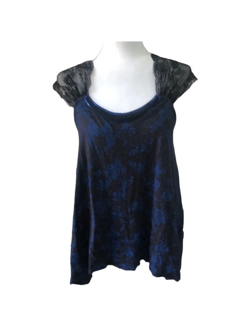 Free People Lace Cross Back Floral Beaded Tank Top Size Medium